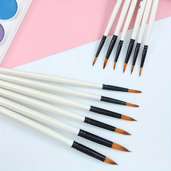 12pcs Pearlescent Wood Rod Nylon Hair Painting Pen Set