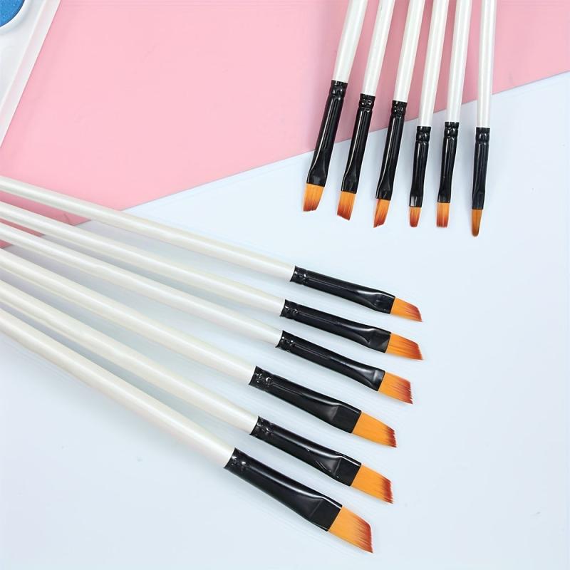 12pcs Pearlescent Wood Rod Nylon Hair Painting Pen Set