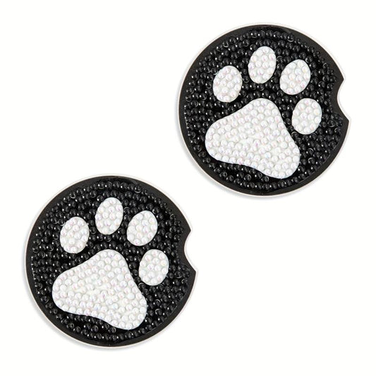 2pcs DIY Diamond Painting Car Coasters Small Footprints Hand Crystal Painting