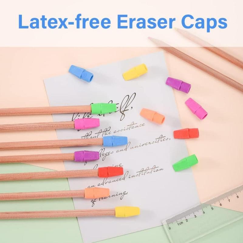 120pcs Pencil Erasers Cap Eraser Studying Supplies 8 Colors