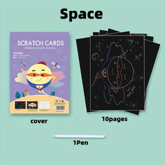 10pcs Scratch Art For Kids Rainbow Scratch Paper Children's Drawing Kit