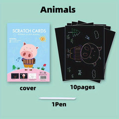 10pcs Scratch Art For Kids Rainbow Scratch Paper Children's Drawing Kit