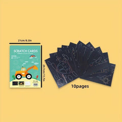 10pcs Scratch Art For Kids Rainbow Scratch Paper Children's Drawing Kit