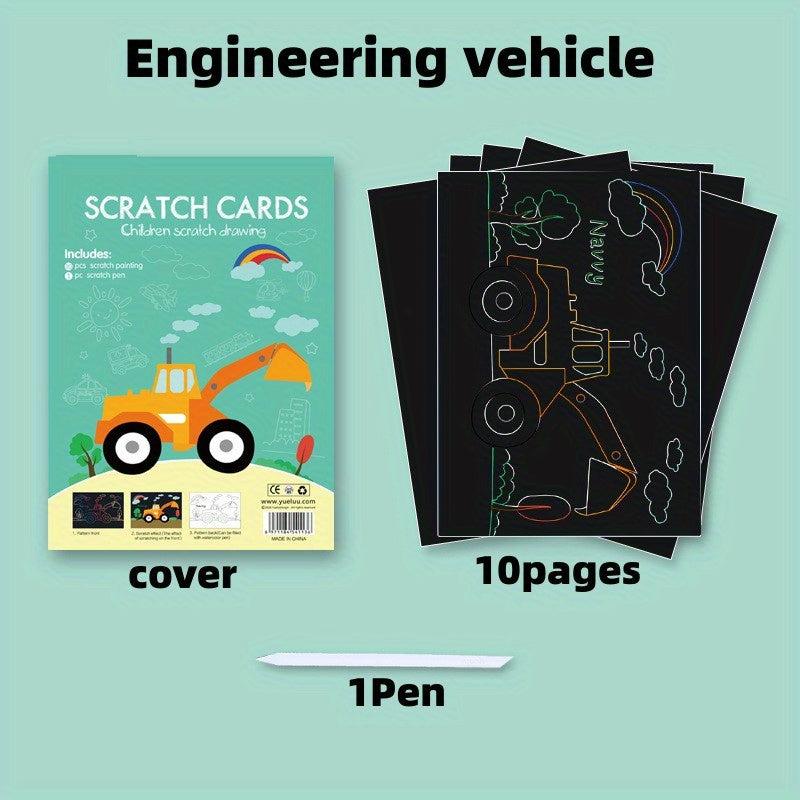 10pcs Scratch Art For Kids Rainbow Scratch Paper Children's Drawing Kit