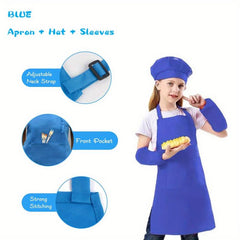 Kids Apron Set Sleeves & Hat Painting Apron Gift For Children