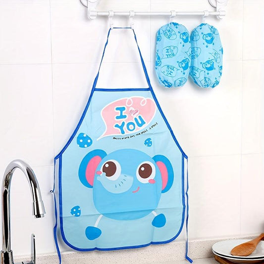 2pcs Kids Cartoon Painting Aprons Waterproof Anti-dress Baby Coverall Bibs