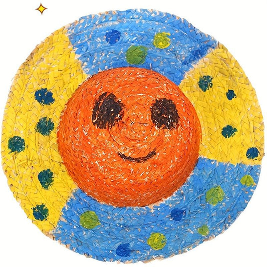 Kindergarten DIY Graffiti Straw Hats Decoration Pendants