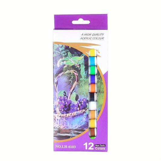 12 Vibrant Acrylic Paint Colors Set for Artistic Expression