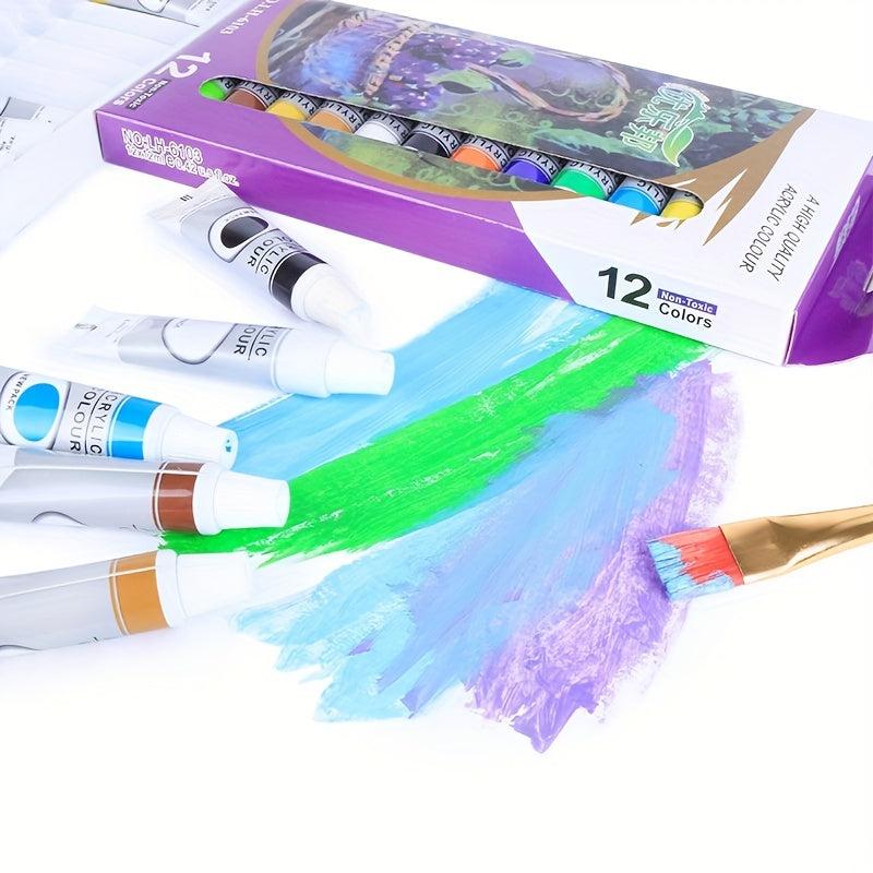 12 Vibrant Acrylic Paint Colors Set for Artistic Expression