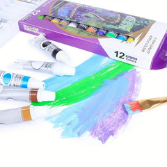 12 Vibrant Acrylic Paint Colors Set for Artistic Expression