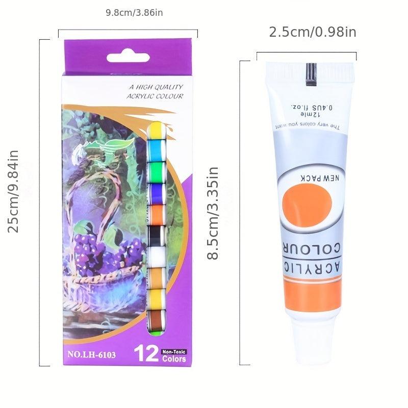 12 Vibrant Acrylic Paint Colors Set for Artistic Expression
