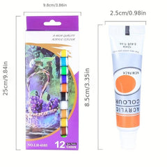 12 Vibrant Acrylic Paint Colors Set for Artistic Expression