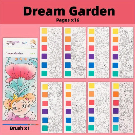 Watercolor Painting Coloring Book with Paint