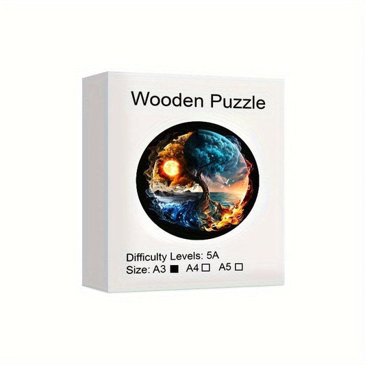 Wooden Puzzle Yin yang Tree Puzzle Two Level Party Favor