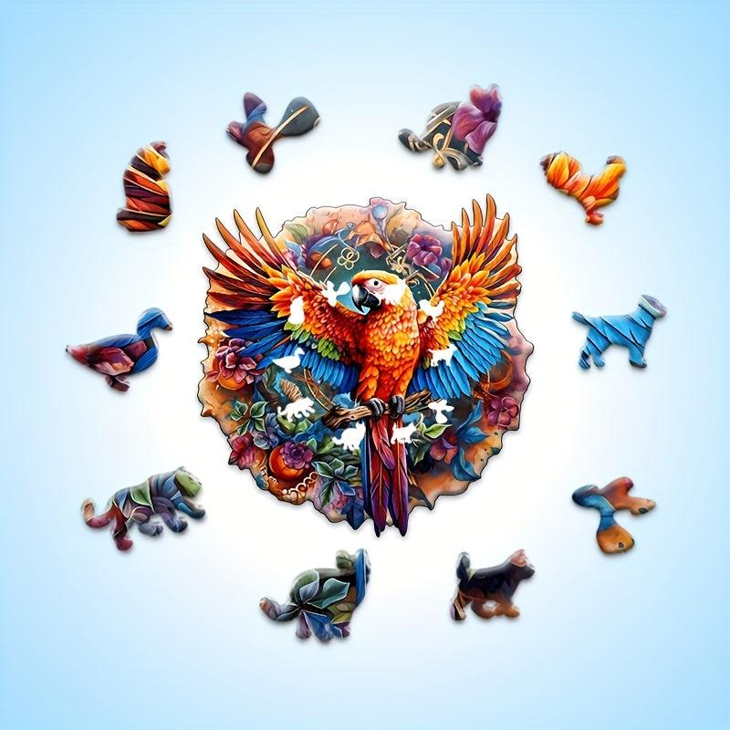 Parrot Tropical Forest Wooden Puzzle Irregular Shape Christmas Gift