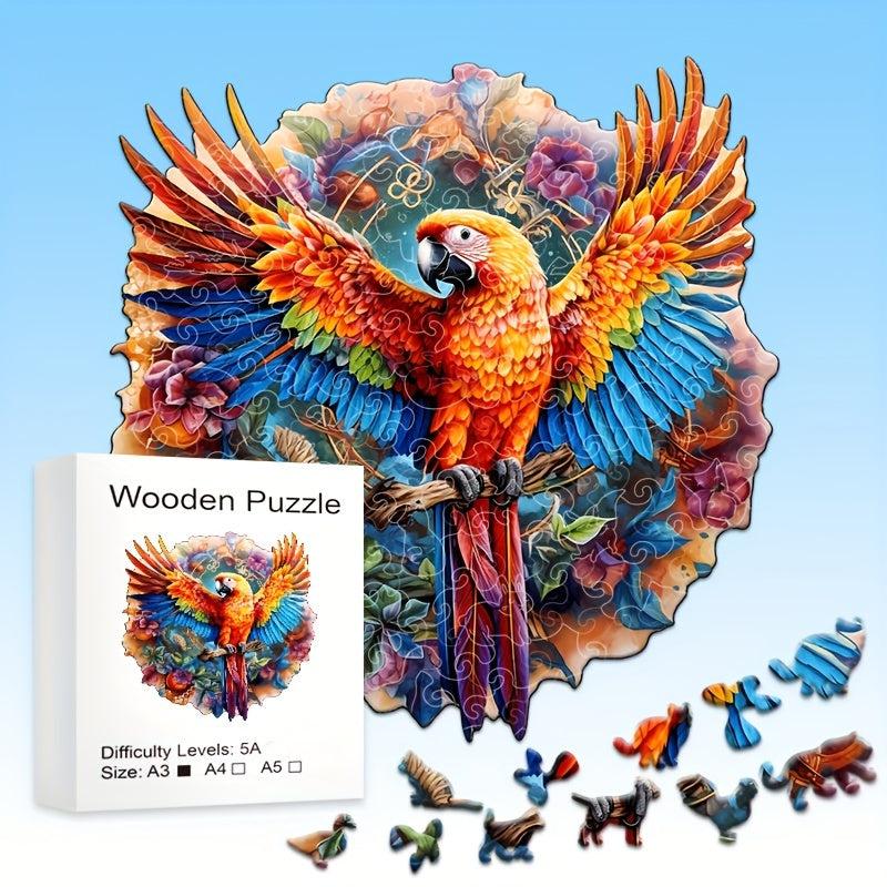 Parrot Tropical Forest Wooden Puzzle Irregular Shape Christmas Gift