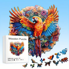 Parrot Tropical Forest Wooden Puzzle Irregular Shape Christmas Gift