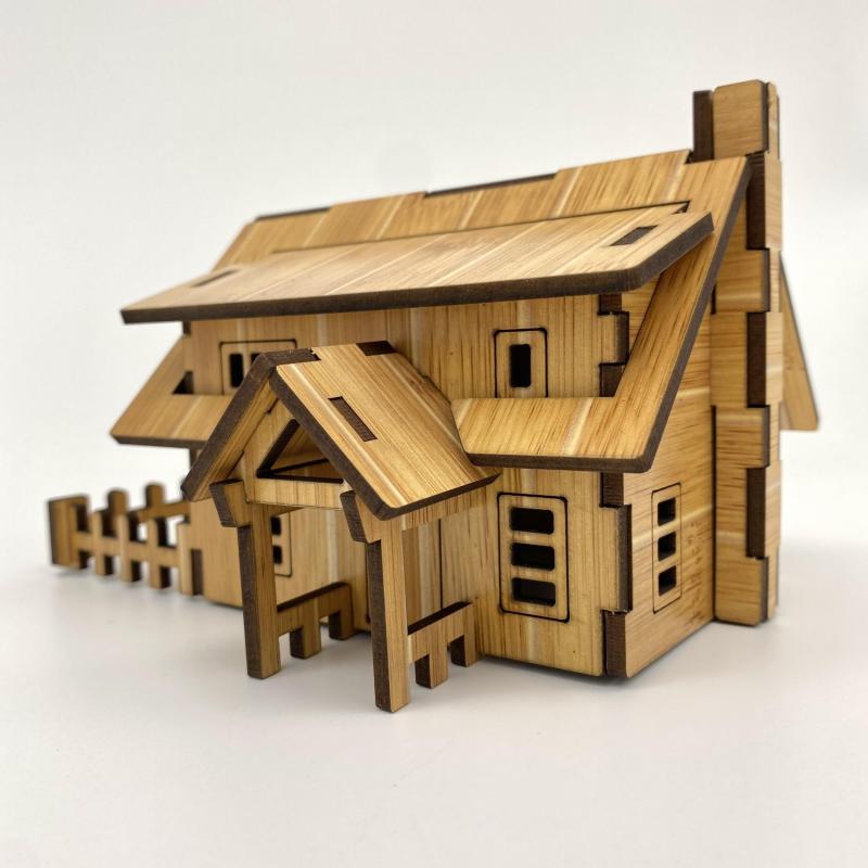 Western Hut Wooden 3D Puzzle DIY Assembly Model Kit