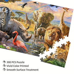 300 Piece African Animals Wooden Jigsaw Puzzle Game for Adults and Children