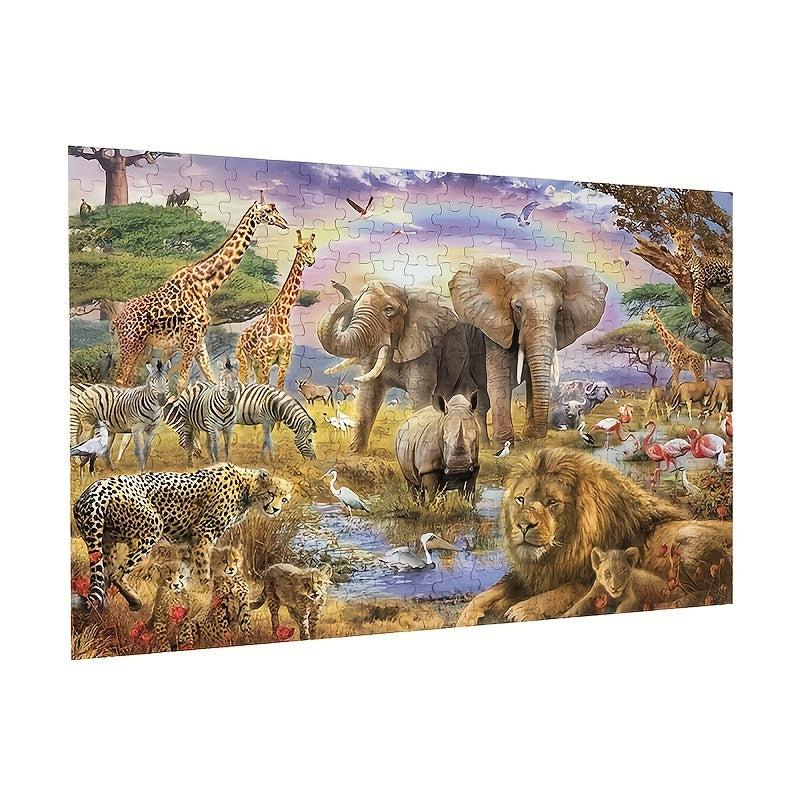300 Piece African Animals Wooden Jigsaw Puzzle Game for Adults and Children