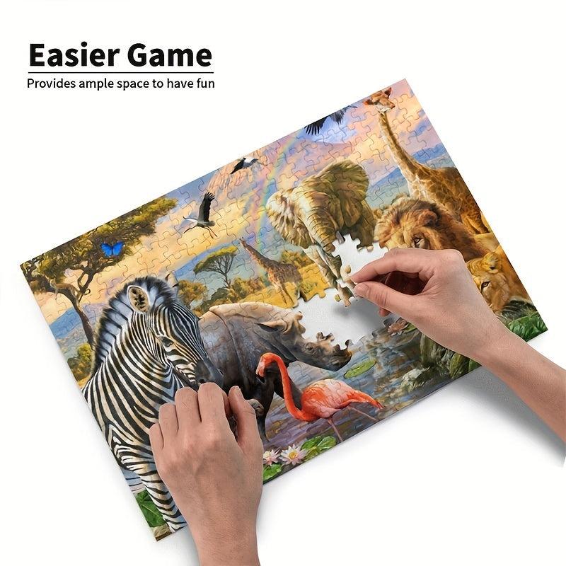 300 Piece African Animals Wooden Jigsaw Puzzle Game for Adults and Children