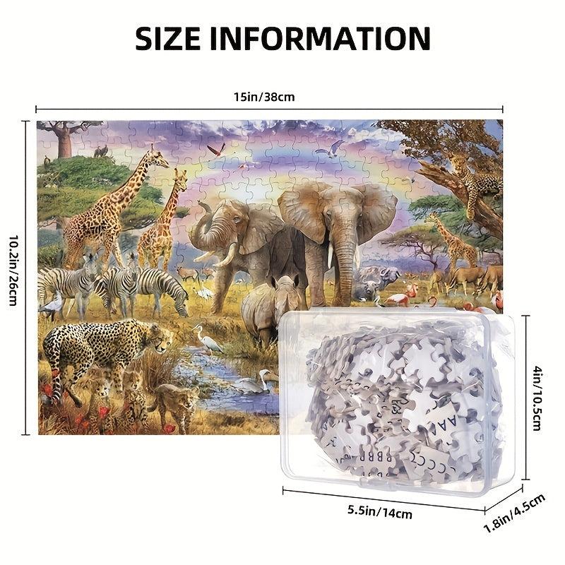 300 Piece African Animals Wooden Jigsaw Puzzle Game for Adults and Children