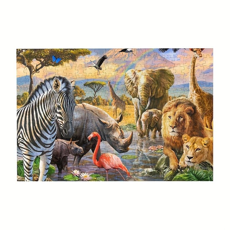 300 Piece African Animals Wooden Jigsaw Puzzle Game for Adults and Children
