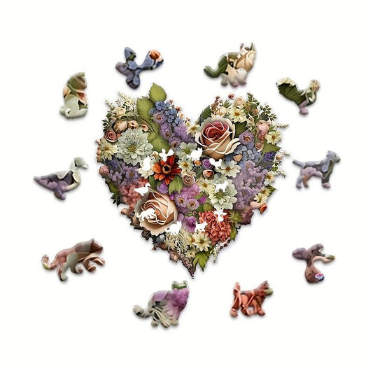 Love Puzzle With Colored Wooden Shapes For Adults - Perfect Gift for Christmas