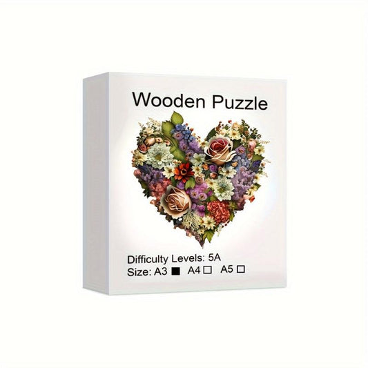 Love Puzzle With Colored Wooden Shapes For Adults - Perfect Gift for Christmas