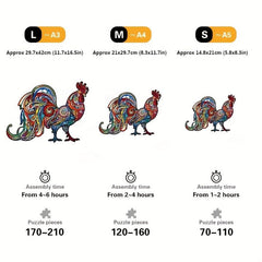 Wooden Rooster Puzzle With Gift Package Unique Shaped Pieces Game
