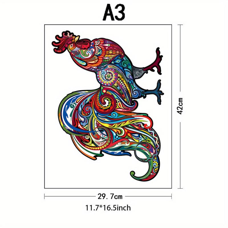 Wooden Rooster Puzzle With Gift Package Unique Shaped Pieces Game