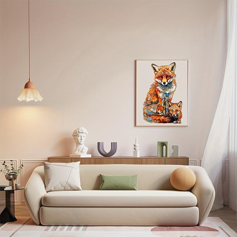 Fox Family Funny Wooden Puzzle Educational Exploration As Decoration Or Gift