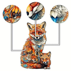 Fox Family Funny Wooden Puzzle Educational Exploration As Decoration Or Gift