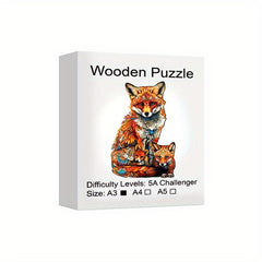 Fox Family Funny Wooden Puzzle Educational Exploration As Decoration Or Gift