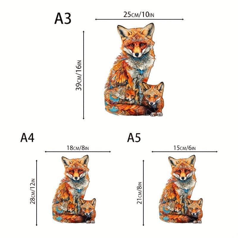 Fox Family Funny Wooden Puzzle Educational Exploration As Decoration Or Gift
