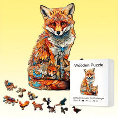 Fox Family Funny Wooden Puzzle Educational Exploration As Decoration Or Gift