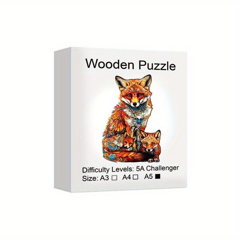 Fox Family Funny Wooden Puzzle Educational Exploration As Decoration Or Gift