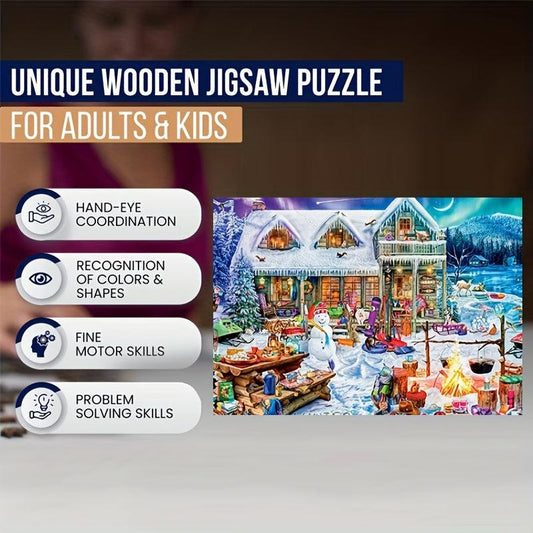 Winter Snow Wooden Jigsaw Puzzles Animals Shaped - Perfect Holiday Gift