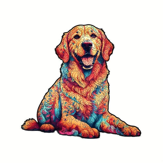Colorful Golden Retriever Wooden Puzzle Difficult Puzzle Toys