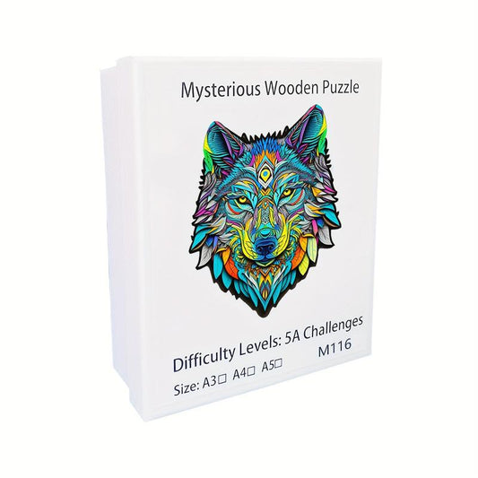 Wolf Wooden Jigsaw Puzzle Animal Shaped High Difficulty Magic Puzzle