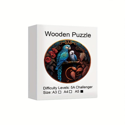 Parrot YinYang Wooden Puzzle Irregular Fragments Difficult Stress Relief Gift