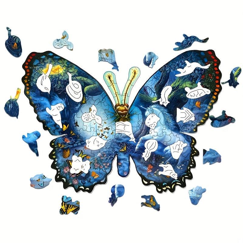Butterfly & Unicorn Round Jigsaw Puzzle Ultra-difficult High Difficulty Toy Gift