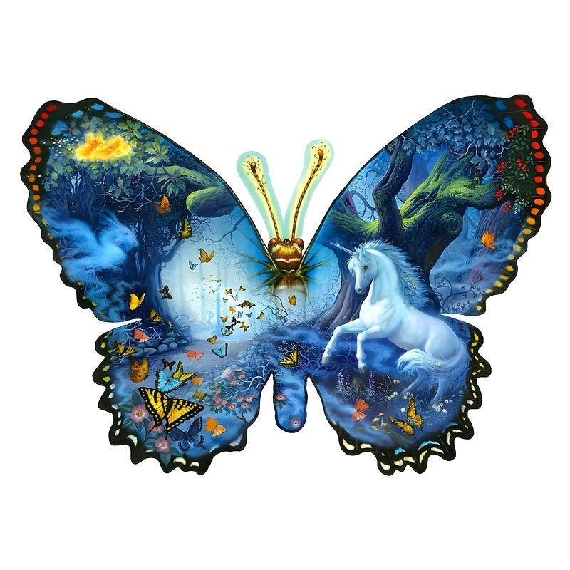 Butterfly & Unicorn Round Jigsaw Puzzle Ultra-difficult High Difficulty Toy Gift