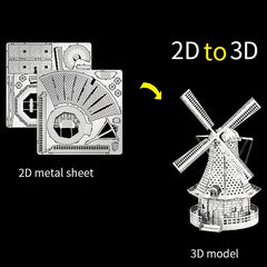 DIY Metal Assembled Toy Windmill Model 3D Game Puzzle