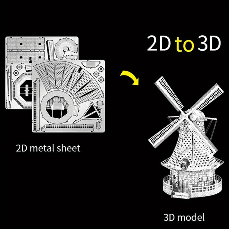 DIY Metal Assembled Toy Windmill Model 3D Game Puzzle
