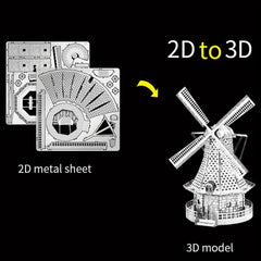 DIY Metal Assembled Toy Windmill Model 3D Game Puzzle