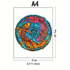 Irregular Shaped Wood Puzzle Two Koi Fish Wooden Jigsaw Puzzle