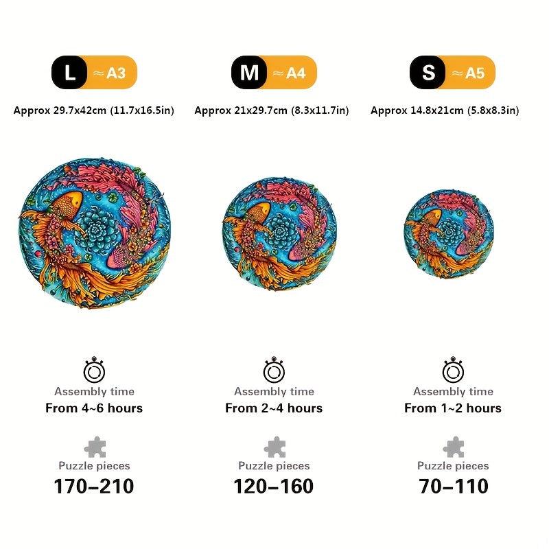 Irregular Shaped Wood Puzzle Two Koi Fish Wooden Jigsaw Puzzle