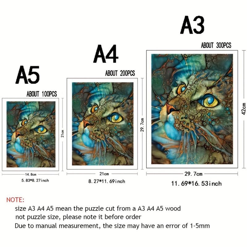 Wooden Animal Puzzle Eye Cat Jigsaw Gift for Teens & Adults