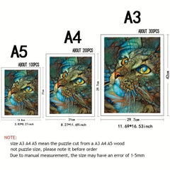 Wooden Animal Puzzle Eye Cat Jigsaw Gift for Teens & Adults